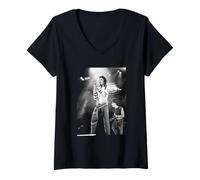 Femme Michael Jackson en Concert à Aintree Bad Tour 1988 T-Shirt avec Col en V