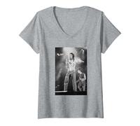 Femme Michael Jackson en Concert à Aintree for Bad Tour 1988 T-Shirt avec Col en V