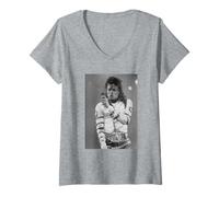Femme Michael Jackson en Concert à Wembley Bad Tour 1988 T-Shirt avec Col en V
