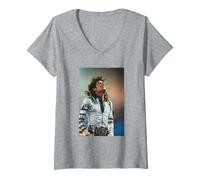Femme Michael Jackson Lors de la tournée Live Bad Tour 1988 T-Shirt avec Col en V