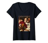 Femme Michelangelo da Caravaggio Art - Les Musiciens T-Shirt avec Col en V