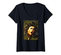 Femme Michelangelo da Caravaggio Art - Tête de Méduse T-Shirt avec Col en V