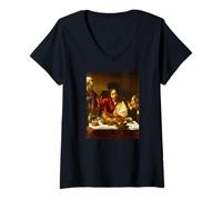 Femme Michelangelo Merisi da Caravaggio - Souper à Emmaüs T-Shirt avec Col en V