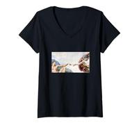 Femme Michelangelo The Creation of Adam (Sistine Chapel Ceiling) T-Shirt avec Col en V