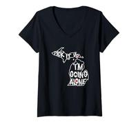 Femme Michigan Euchre Pick It Up I'm Going Alone Jeu de Cartes T-Shirt avec Col en V