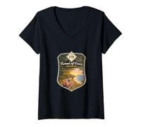 Femme Michigan M-119 Poster de Voyage Tunnel Trees Up North MI T-Shirt avec Col en V