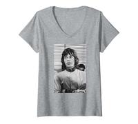 Femme Mick Jagger Les Rolling Stones Entre l'ère Buttons T-Shirt avec Col en V