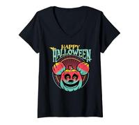 Femme Mickey Mouse Happy Halloween Pumpkin T-Shirt avec Col en V