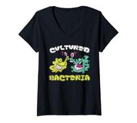 Femme Microbiologie Boire du vin Biologiste Bactéries drôles T-Shirt avec Col en V