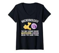 Femme Microbiologie où Multiplication et Division signifient la même T-Shirt avec Col en V