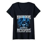 Femme Micropenis Funny Inappropriate Men Rude Wolf Embarrassant T-Shirt avec Col en V