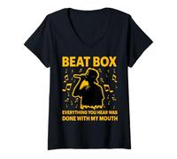 Femme Microphone de Rap Beatbox Music Old School Beatboxer T-Shirt avec Col en V
