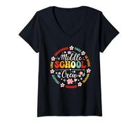 Femme Middle School Crew Back to School for Teacher T-Shirt avec Col en V