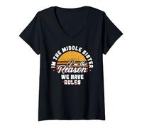 Femme Middle Sister Drôle Je suis la raison pour laquelle nous avons des règles Frère T-Shirt avec Col en V