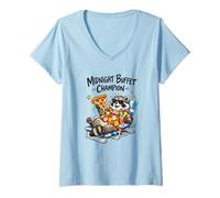 Femme Midnight Buffet Champion Raton Laveur Vacation Funny Cruise T-Shirt avec Col en V