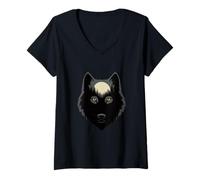 Femme Midnight Wolf Forest Moon Nature Scène T-Shirt avec Col en V