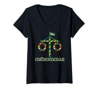 Femme Midsommar Suédois Suède Wicca Wiccan Paganisme Midsummer T-Shirt avec Col en V