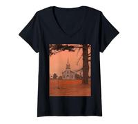Femme Midwest Gothic Aesthetic Rural Appalachia Vintage Vibes T-Shirt avec Col en V