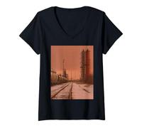 Femme Midwest Gothic Aesthetic Rural Train Refinery Winter Vibes T-Shirt avec Col en V
