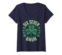 Femme Mignon 67 St Patrick Trèfle Humour Gen Alpha Z Slay Six T-Shirt avec Col en V