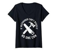 Femme Mignon Alexander Prénom Construction Builder Personnalisé T-Shirt avec Col en V