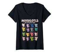 Femme Mignon Axolotl Mood Chart Kawaii Animal Emotion Illustration T-Shirt avec Col en V