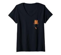 Femme Mignon Bébé Dragon Jetant Un Coup d'oeil Hors De La Poche T-Shirt avec Col en V