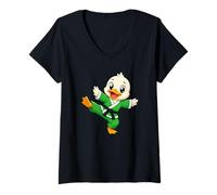 Femme Mignon Canard karaté Combattant Arts Martiaux T-Shirt avec Col en V