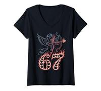 Femme Mignon Dark Gothic Valentine 67 Cupidon Flèche Anti Amour Meme T-Shirt avec Col en V