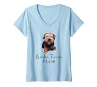 Femme Mignon de Maman Border Terrier MOM Border Terrier Chien T-Shirt avec Col en V
