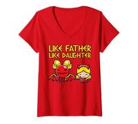 Femme Mignon drôle Kawaii Like Father Like Daughter Anime Devil T-Shirt avec Col en V