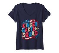 Femme Mignon école Maternelle Squad First Day Band Teacher Bruh T-Shirt avec Col en V