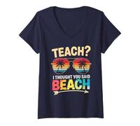 Femme Mignon enseignement pensé dire Plage Professeur de Plage T-Shirt avec Col en V