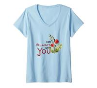 Femme Mignon inspirant I Am Always Mistletoe Christmas with You T-Shirt avec Col en V