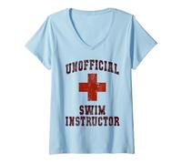 Femme Mignon Instructeur de Natation Non Officiel Soeurs Voyage Sauveteurs Natation T-Shirt avec Col en V