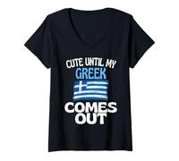 Femme Mignon jusqu'à ce Que Mon Grec sorte, drôle de Grèce T-Shirt avec Col en V