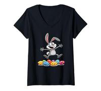 Femme Mignon Petit Lapin De Pâques pour Les Enfants Cadeau De T-Shirt avec Col en V