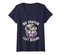 Femme Mignon sans Crayon laissé derrière l'humour des Forces armées du Corps Militaire T-Shirt avec Col en V
