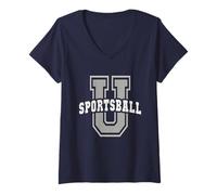 Femme Mignon Sport université Pom-Pom Girl université Nerd Geek T-Shirt avec Col en V