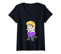 Femme Mignon T-Rex Non Binaire d'Enby T-Shirt avec Col en V