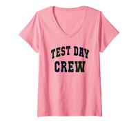 Femme Mignon Test Day Ready Crew Test Mode Enseignant sur mathématiques ELA T-Shirt avec Col en V