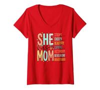 Femme Mignon versets de la Bible chrétienne avec Inscription « She is Mom » T-Shirt avec Col en V