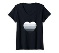 Femme Mignonne Cinq Rayures Couleur Thème Gris Moderne Graphique Minimaliste T-Shirt avec Col en V