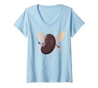 Femme Mignonne fée Marraine Amateur de Haricots Kawaii Vegan Humour T-Shirt avec Col en V