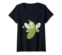 Femme Mignonne fée Marraine emamame Amateur de Haricots Kawaii Vegan Humour T-Shirt avec Col en V
