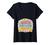 Femme Mignonne, Je suis la préférée de Maman, Elle m'a Dit de ne Pas Te Le dire, Fille T-Shirt avec Col en V