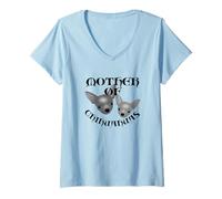 Femme Mignonne MÈRE du Chihuahuas Chiot | Texte Noir CONÇU T-Shirt avec Col en V