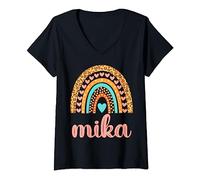 Femme Mika T-shirt avec nom Mika Cadeau d'anniversaire T-Shirt avec Col en V