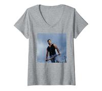 Femme Mike Piazza Baseball Catcher NY Mets MLB par Michael Grecco T-Shirt avec Col en V