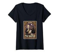 Femme Mikhail Boulgakov The Master Tarot Card Black Cat Novelist T-Shirt avec Col en V